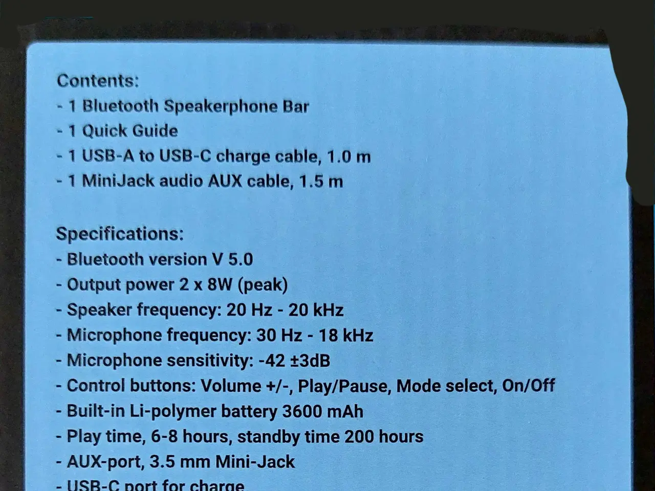 Billede 2 - Ny højtaler/SoundBar, Sandberg med Bluetooth 
