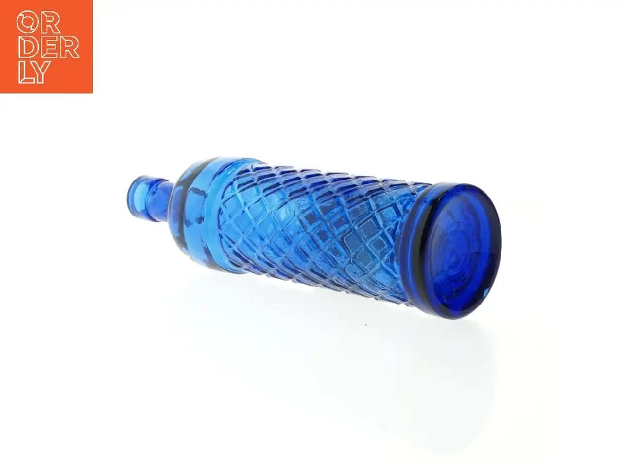 Billede 2 - Blå glasflaske med prop (str. 25 x 8 cm)