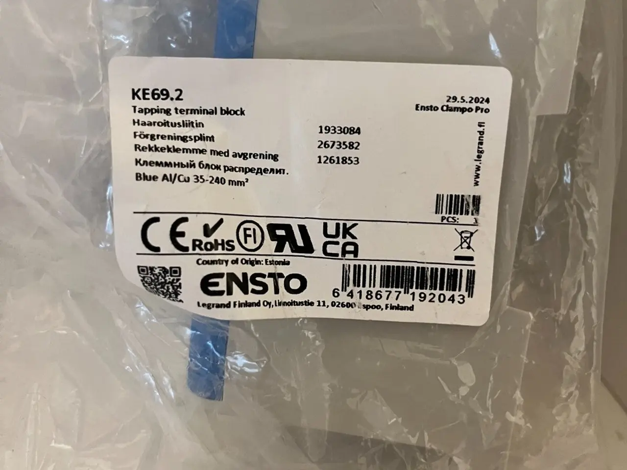 Billede 2 - Ensto KE69.2 Tapping Terminal Block - ny