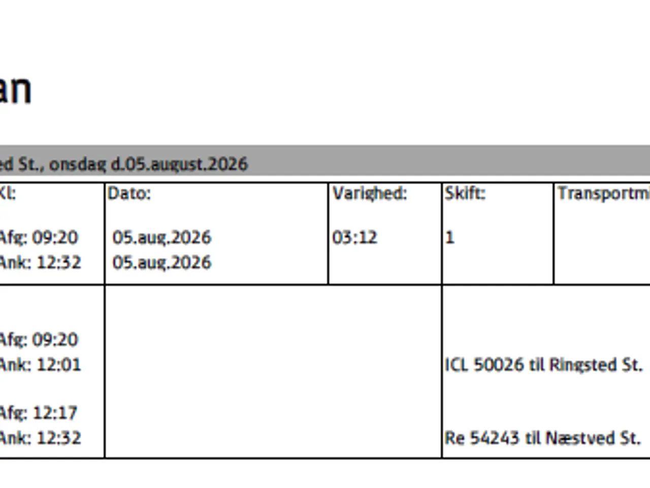 Billede 2 - Tog billet fra Aarhus til Næstved
