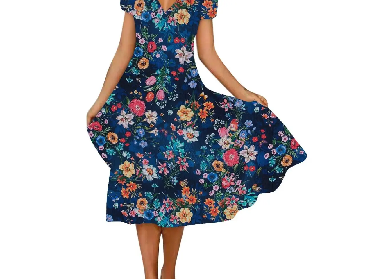 Billede 1 - print kjole med blomster/størrelse Medium
