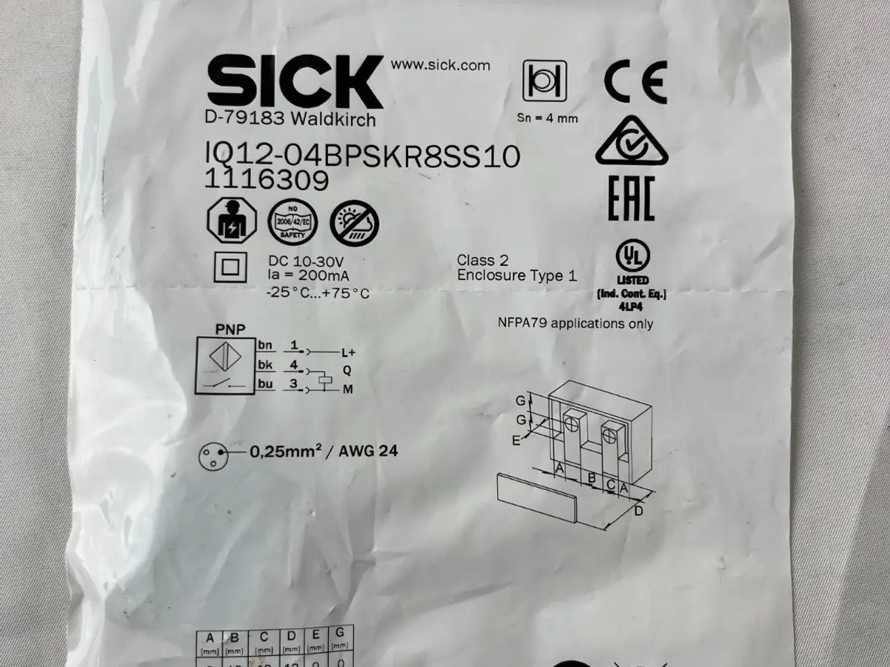 Billede 3 - SICK IQ12-04BPSKR8SS10 Proximity Sensor 4mm PNP M8