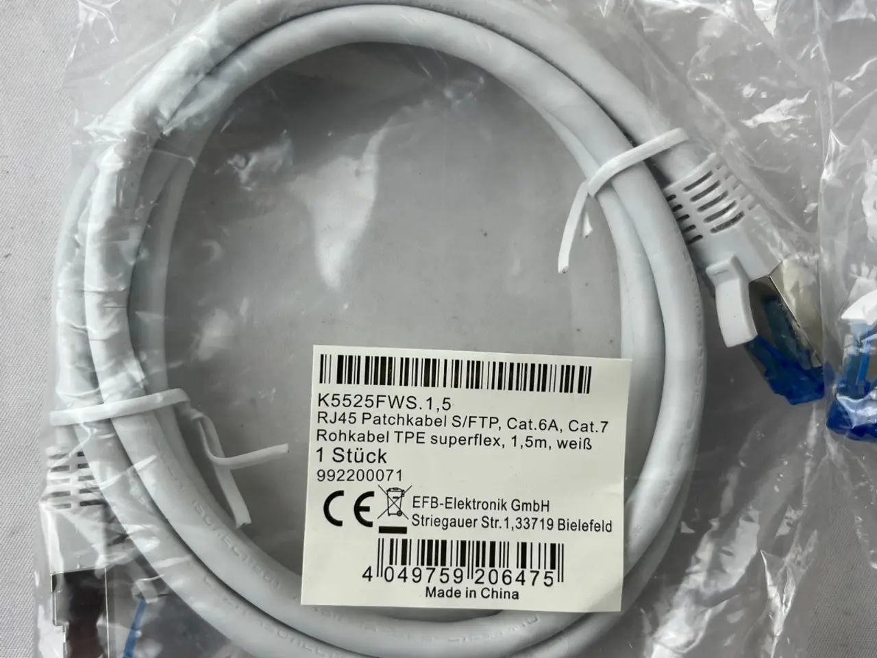 Billede 3 - 4x EFB K5525FWS Cat.6A S/FTP Patch kabel 1.5m 10