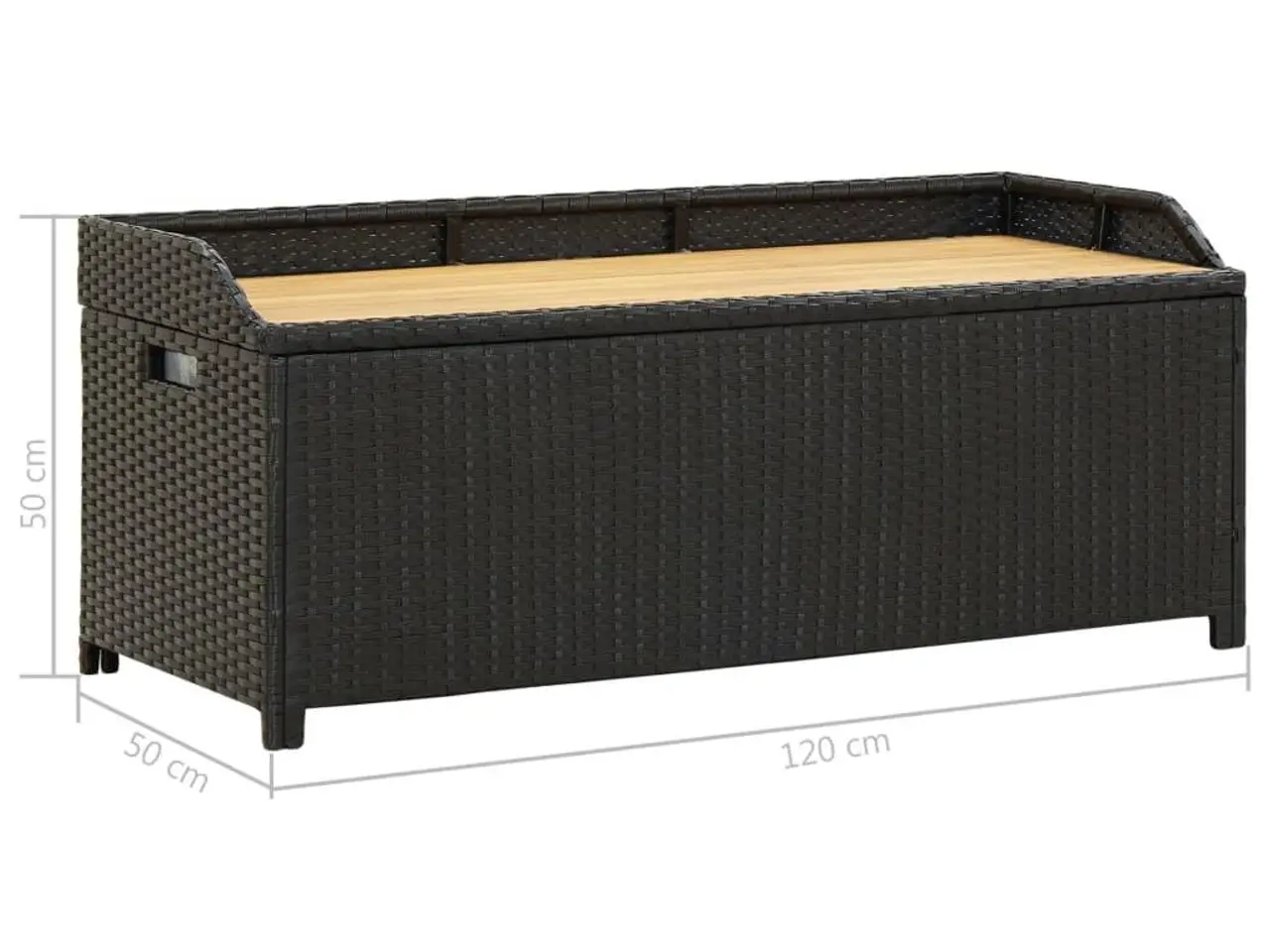 Billede 8 - Havebænk med opbevaring 120 cm polyrattan sort