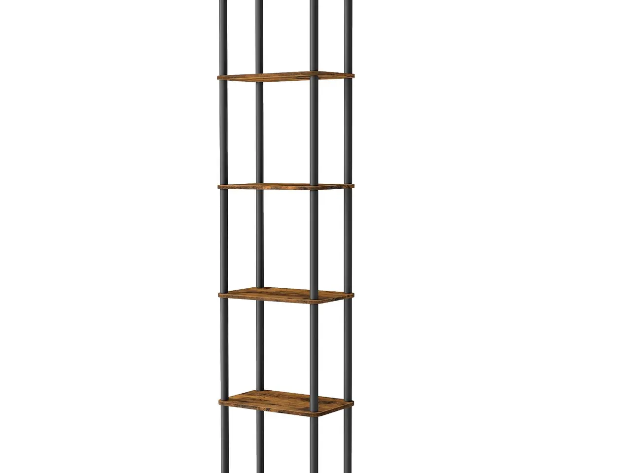 Billede 1 - Fritstående reol med 6 hylder - rustik brun og sort