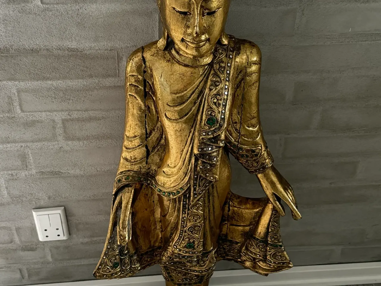 Billede 5 - Stor 102 cm Buddha i massivt træ.
