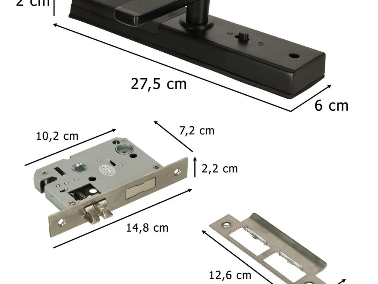 Billede 10 - Elektronisk dørhåndtag med fingeraftryk, kode og kort - sort