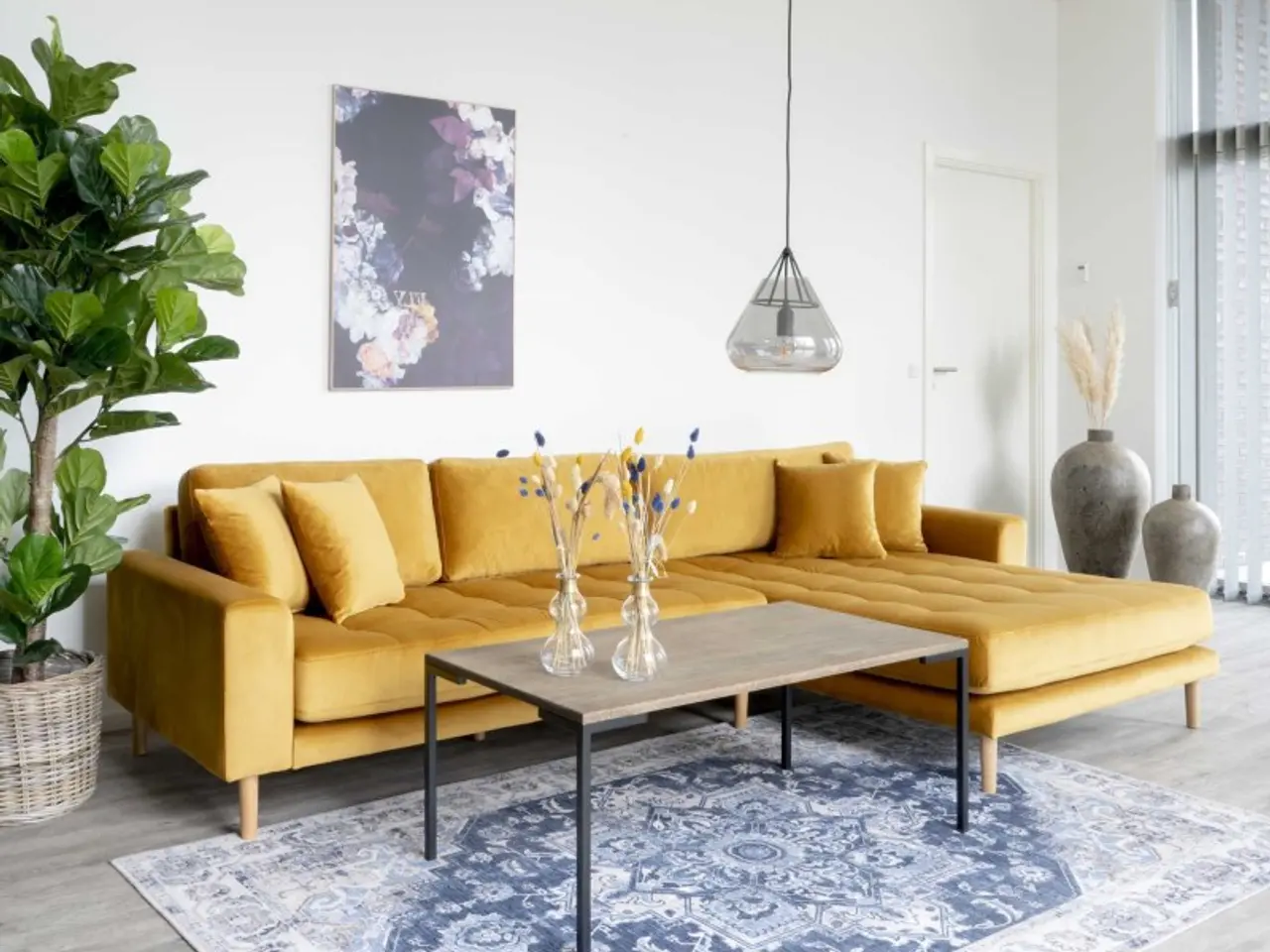 Billede 5 - Lido - Højrevendt Chaiselongsofa - Sennepsgul velour