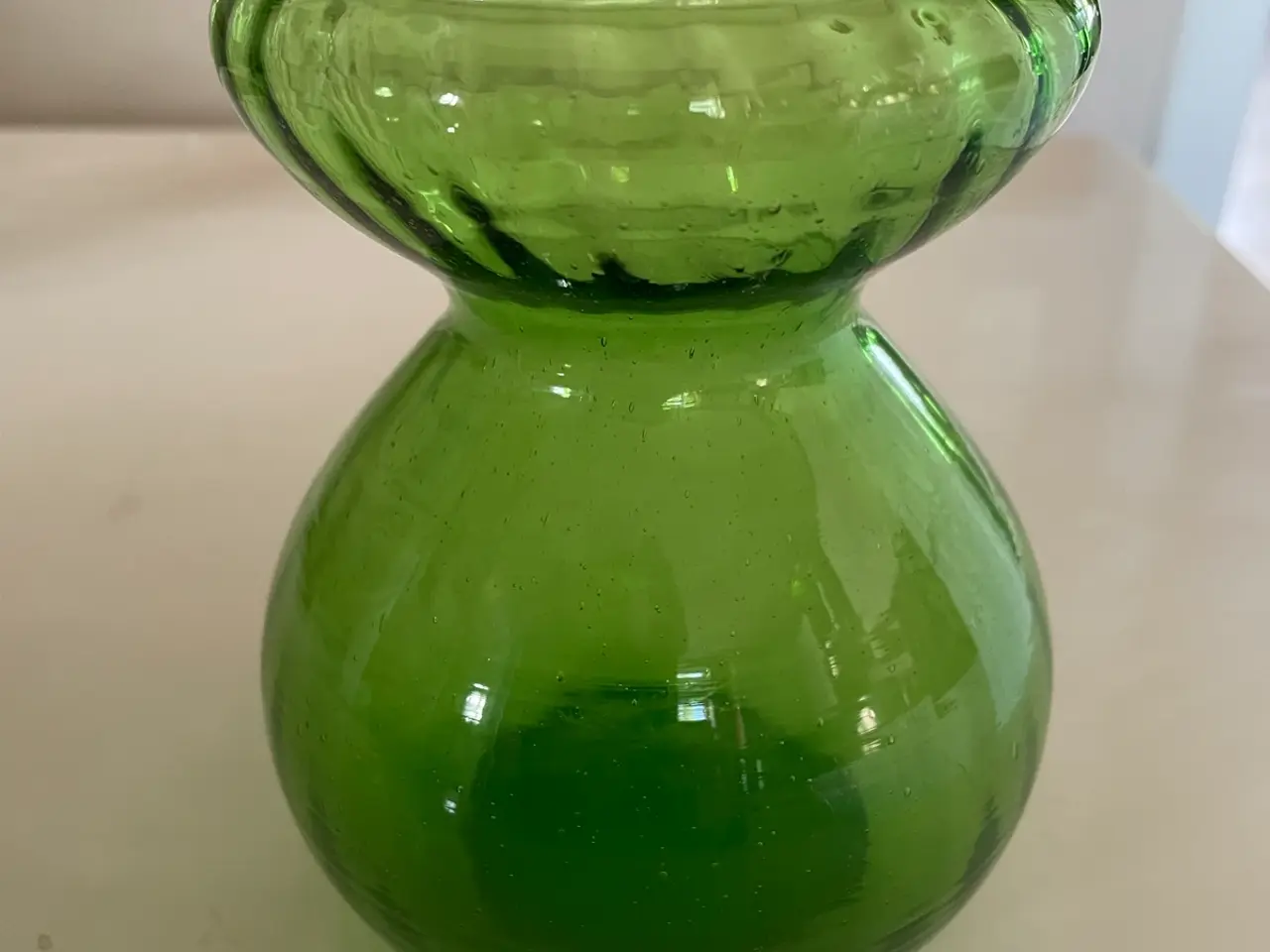 Billede 1 - Vintage Hyachintglas/Pudsevase i grønt glas