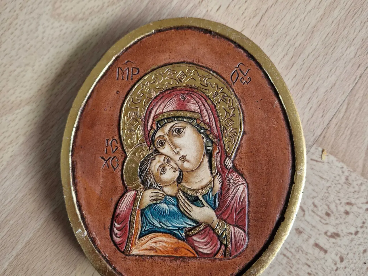 Billede 1 - Håndlavet ikon i træ fra Bulgarien