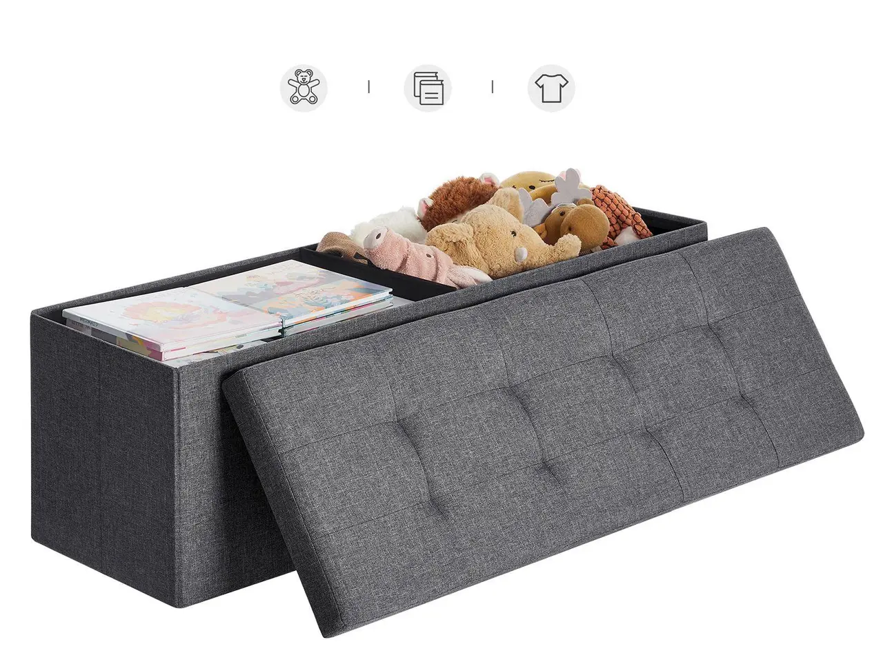 Billede 7 - Opbevaringsbænk foldbar - mørkegrå, 110 x 38 x 38 cm
