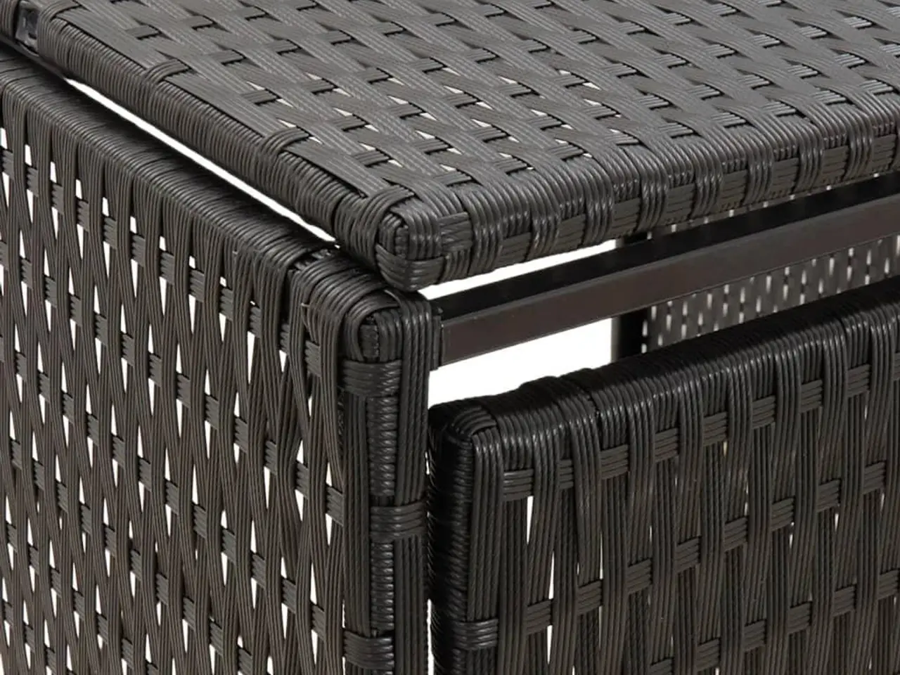 Billede 6 - Tredobbelt skraldespandsskjuler i polyrattan 207×80×117 cm - sort