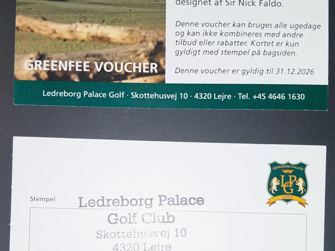Billede 1 - 4 stk. Greenfee vouchere til Ledreborg Palace Golf