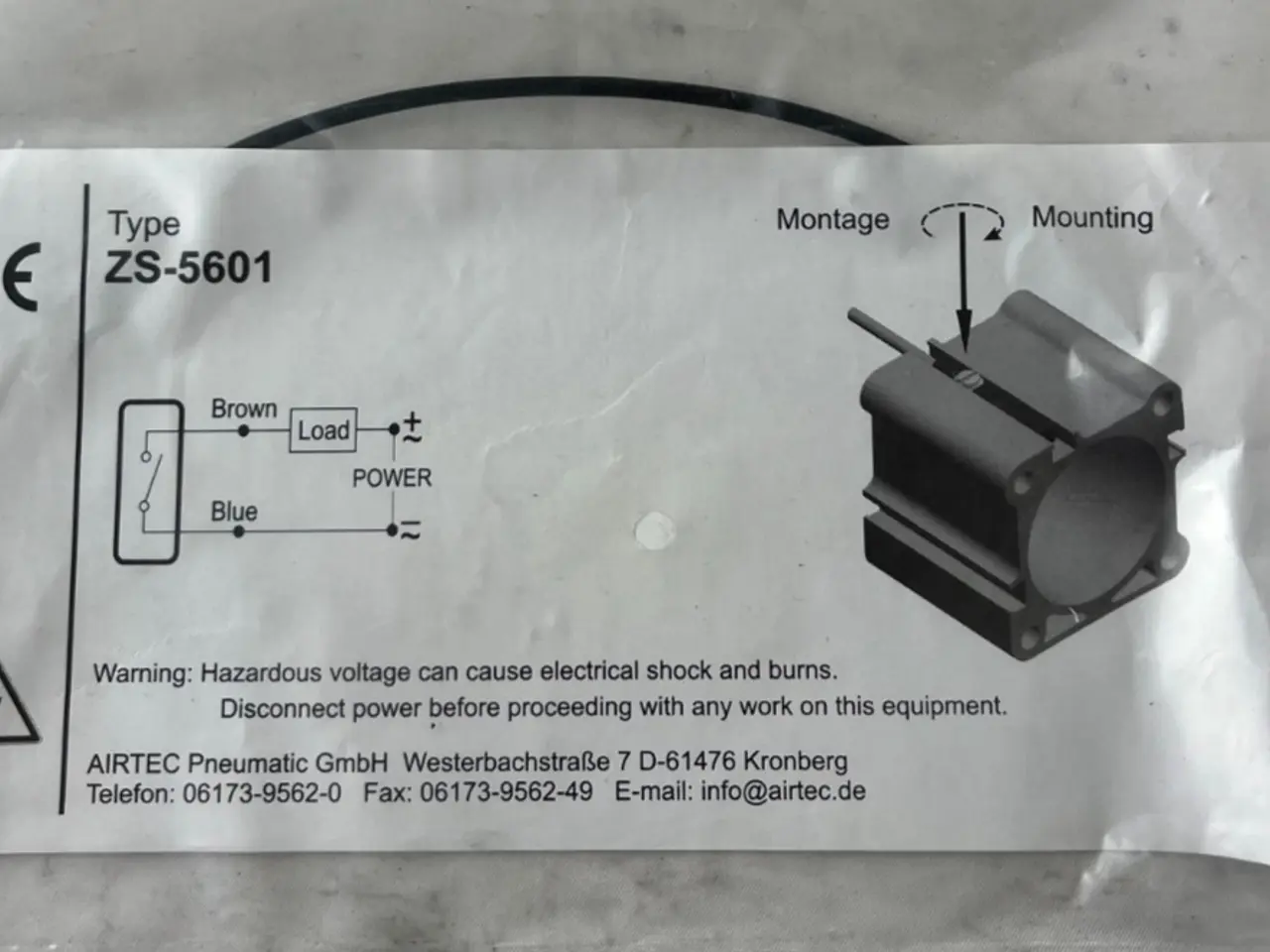 Billede 1 - Airtec ZS-5601 Cylinder Reed kontakt Sensor CE ny