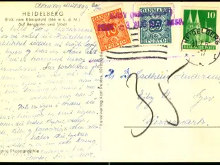 Efterporto - Postkort fra Tyskland 31 - 7 - 1951 - Efterporto 35 Øre.