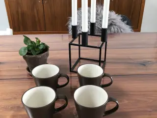 4 stk kaffekopper brun