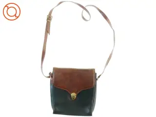 Vintage Tofarvet Læder Crossbody Skulder Taske fra Eros (str. 23 x 23 cm)