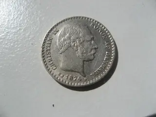 Særdeles Flot delfin sølv 10 øre 1874 bedre årstal