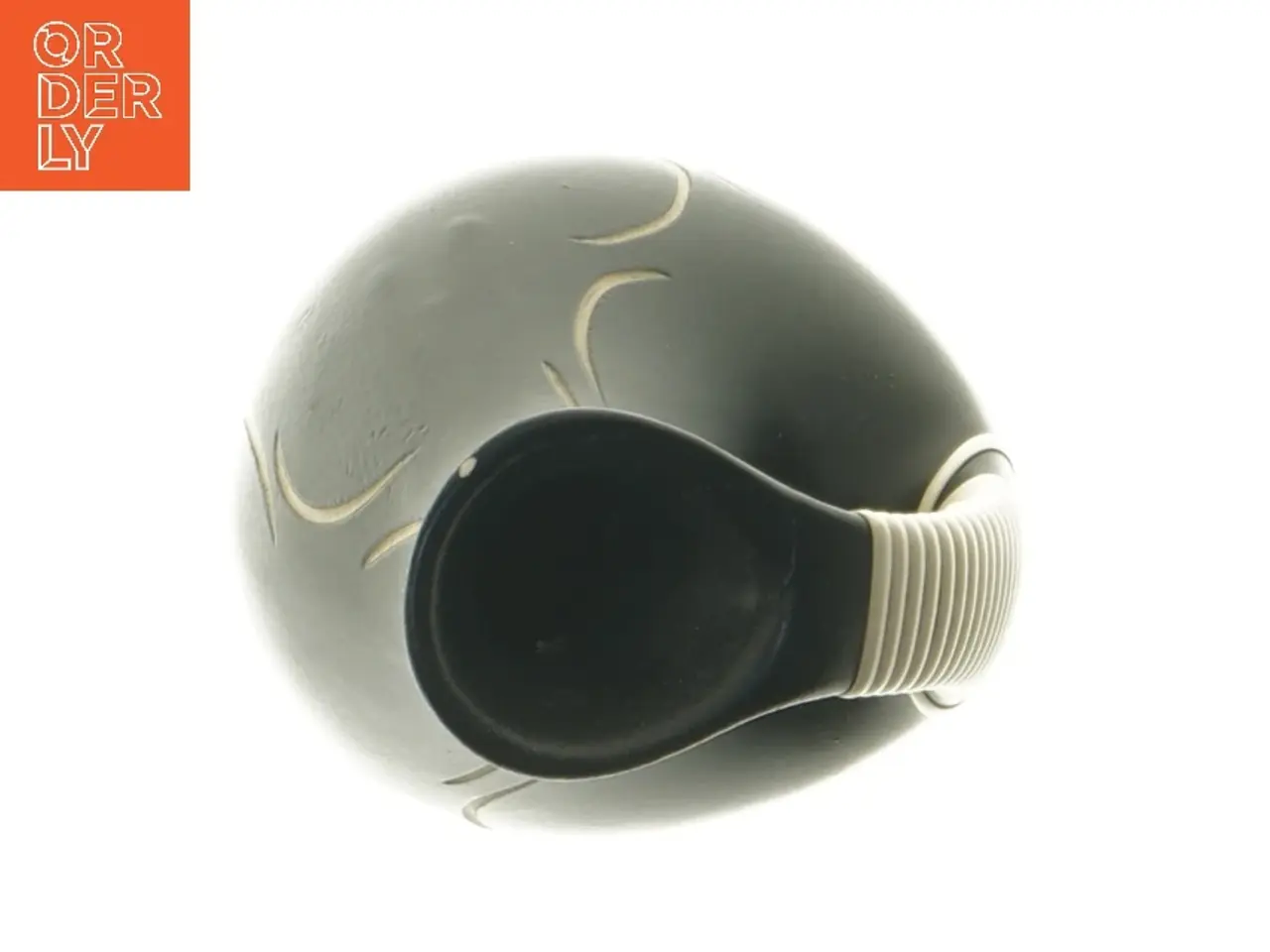 Billede 5 - Retro Sort vase med hvidt mønster (str. 14,5 cm)