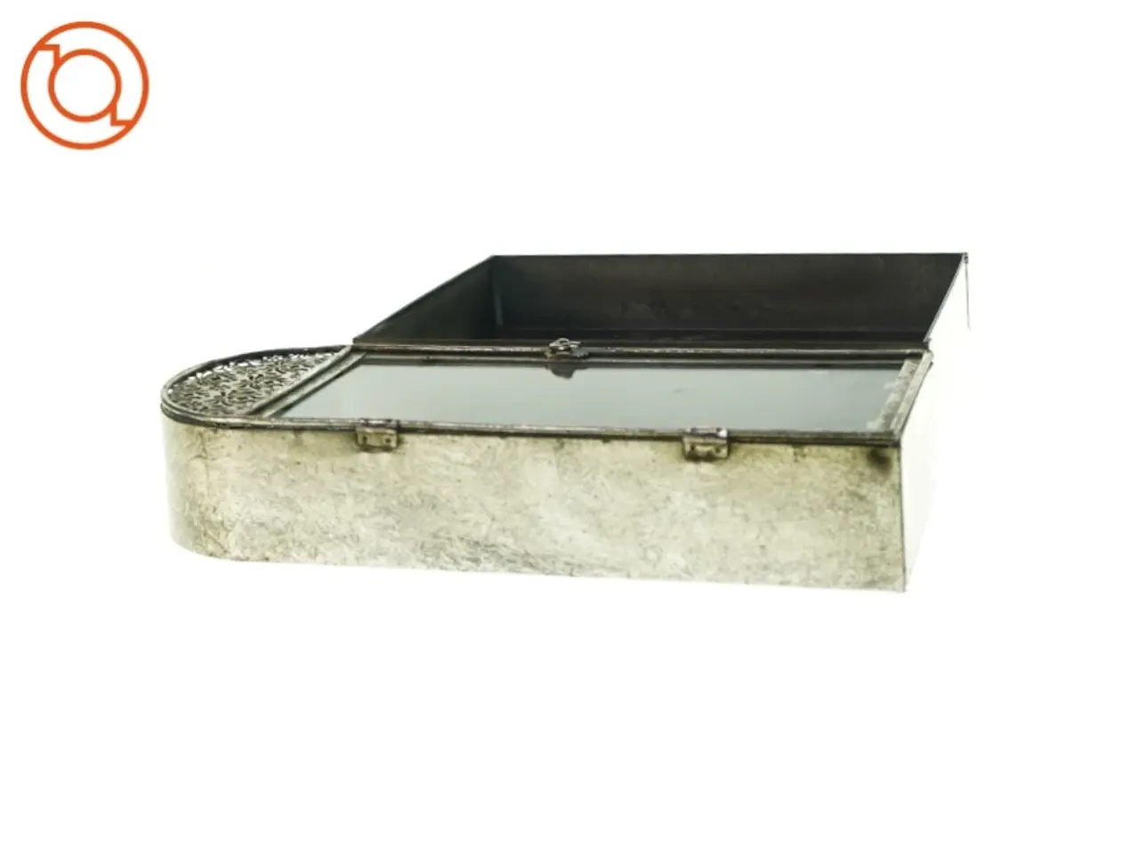 Billede 3 - Dekorativt lille skab med glaslåge samt bakke (fra H&M) (str. 37 x 16 og 31 x 26cm)