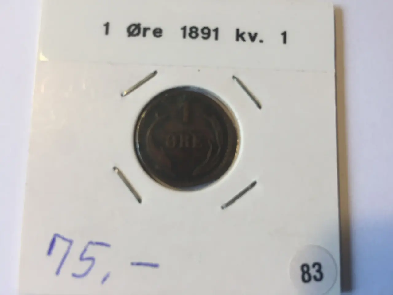 Billede 1 - 1 øre fra 1891 bronze