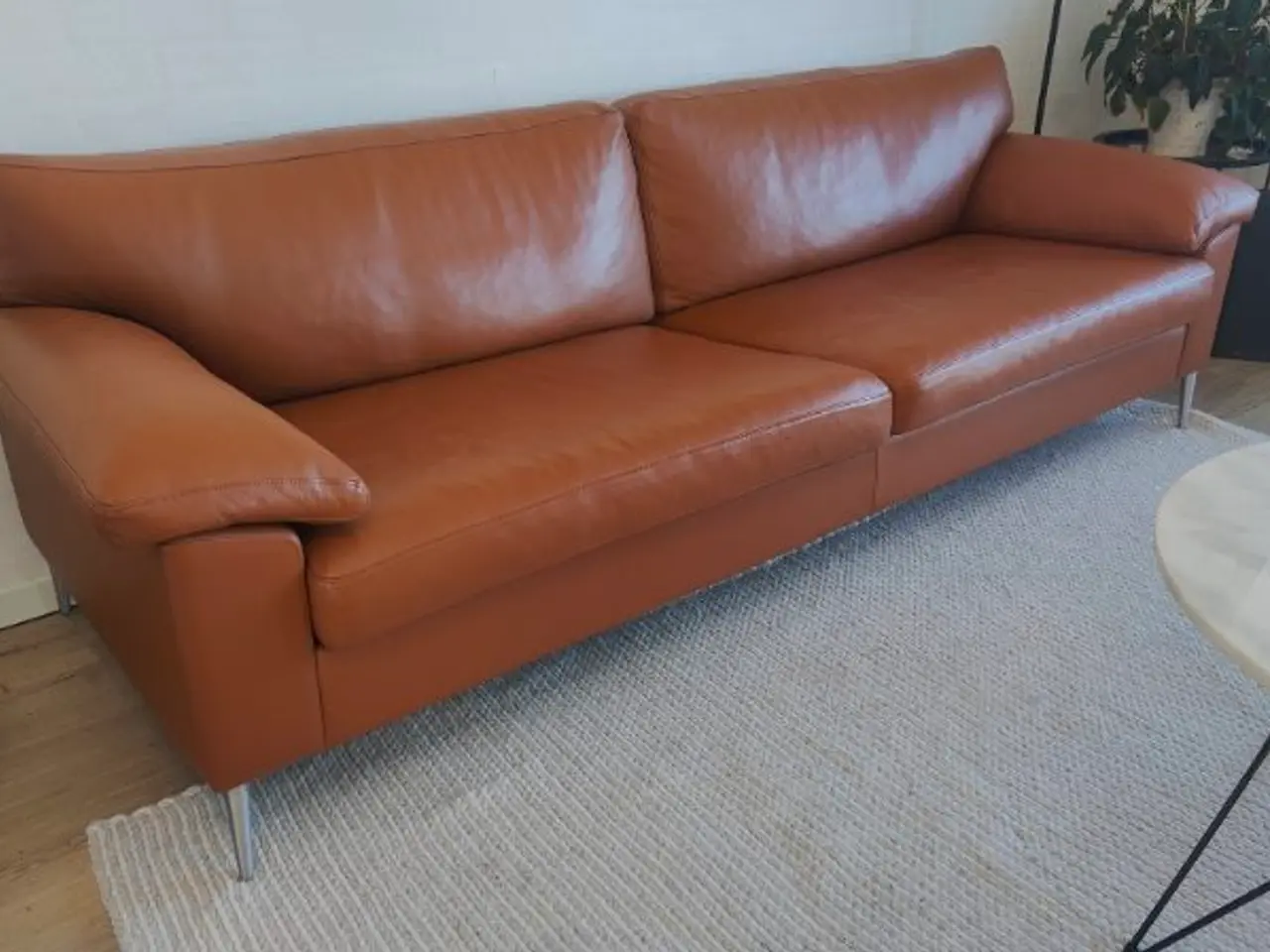 Billede 3 - Mogens Hansen, cognacfarvet lædersofa