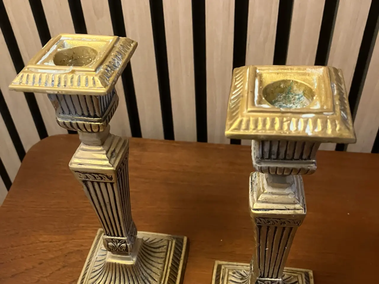 Billede 3 - Vintage lysestager med guld look 
