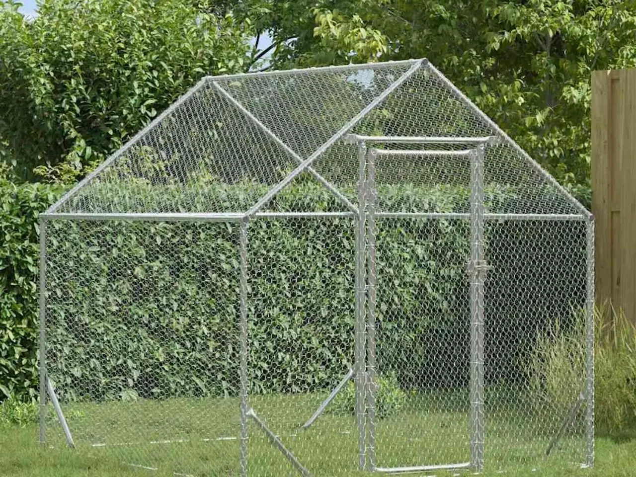 Billede 1 - Hønsebur i galvaniseret stål - sølv, 200 × 170 × 177 cm