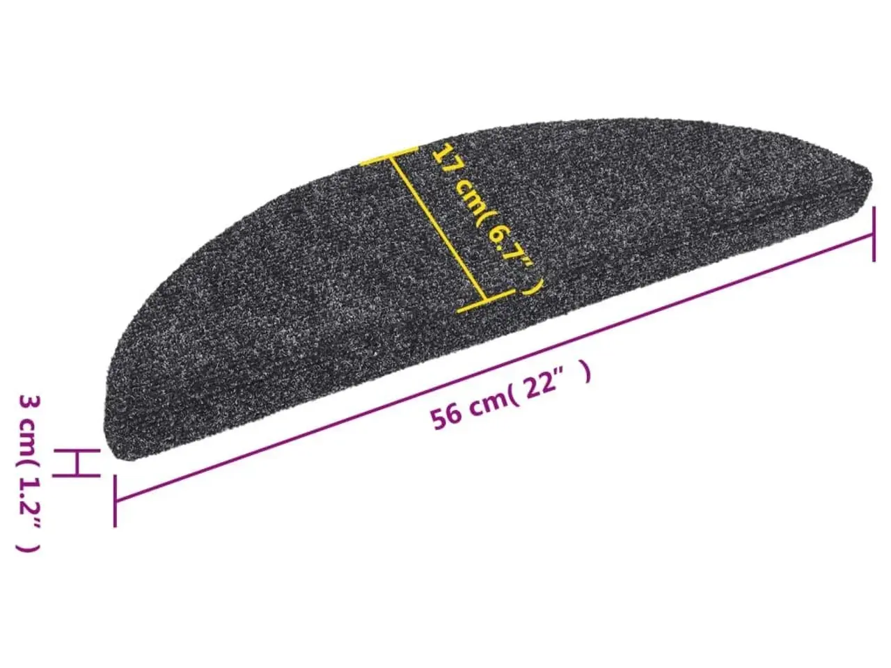 Billede 8 - Trappemåtter selvklæbende 10 stk. 56x17x3 cm mørkegrå halvrunde