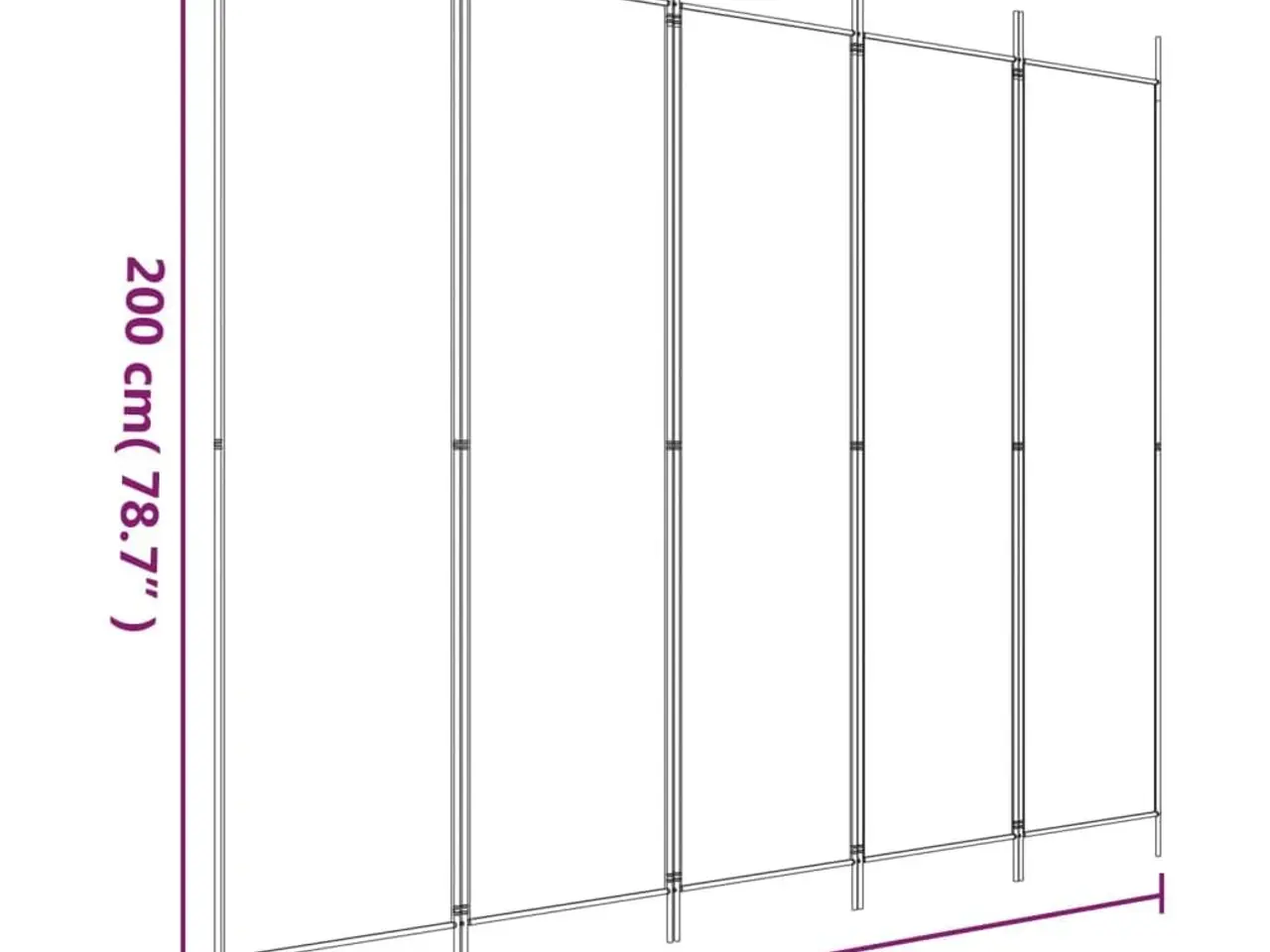 Billede 8 - Rumdeler med 5 paneler i stof - 250 × 200 cm, antracitgrå