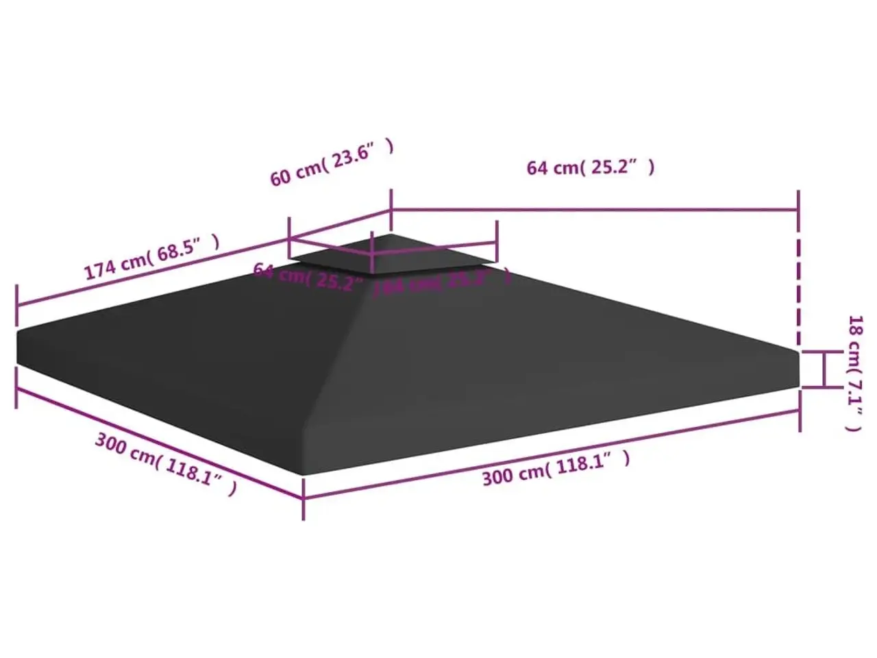 Billede 7 - Pavillontag 2 lag 3x3 m 310 g/m² sort