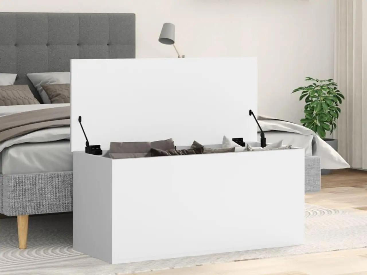 Billede 3 - Opbevaringsboks 100x42x46 cm konstrueret træ hvid