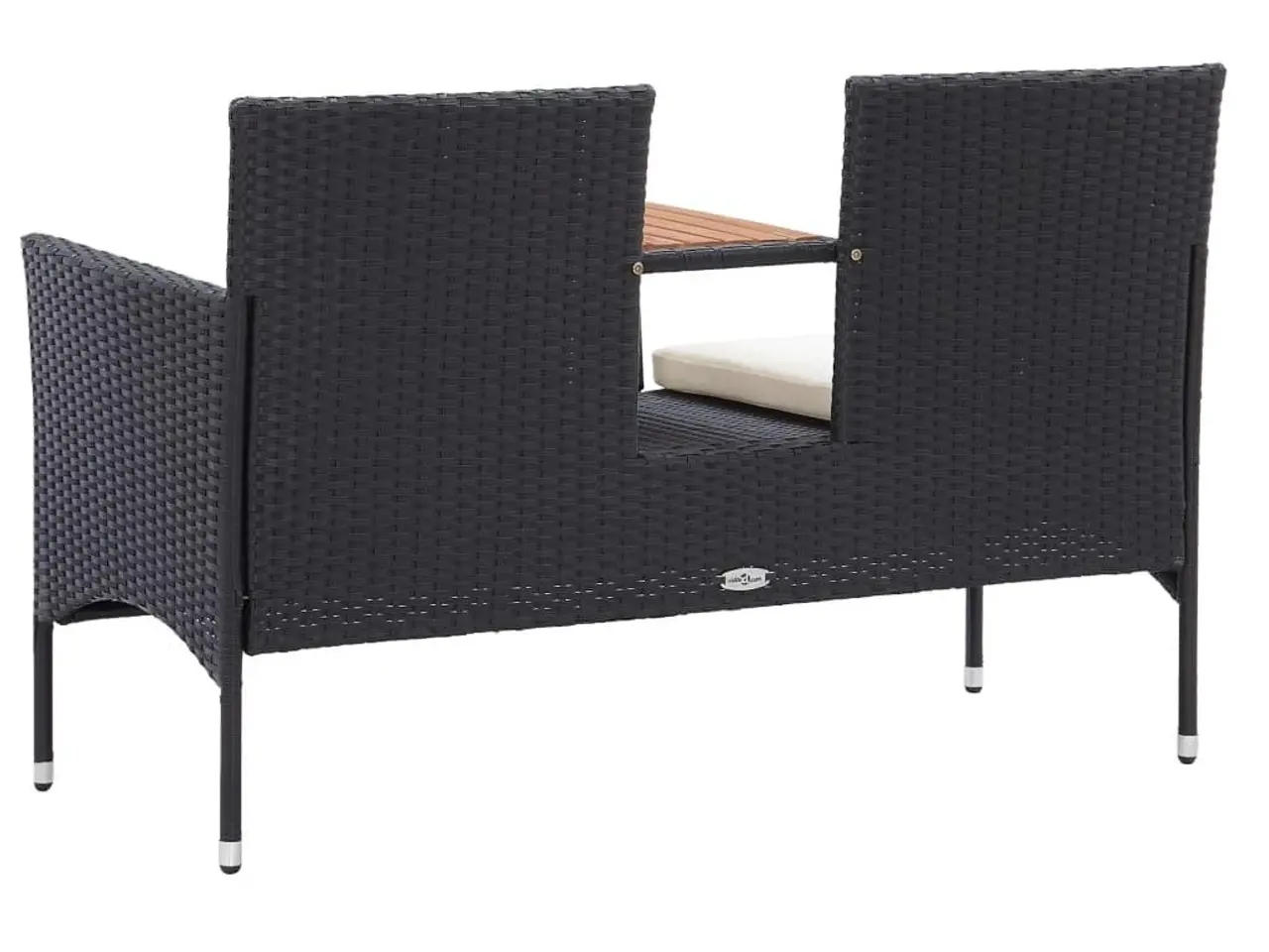 Billede 4 - 2-personers havebænk med tebord 143 cm i sort polyrattan