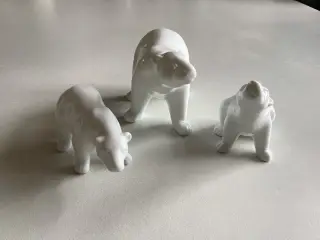3 stk hvide porcelæns bjørne.