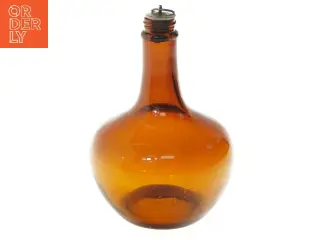 Vintage flaskeformet vase med indgraveret metalprop (str. 20 cm)