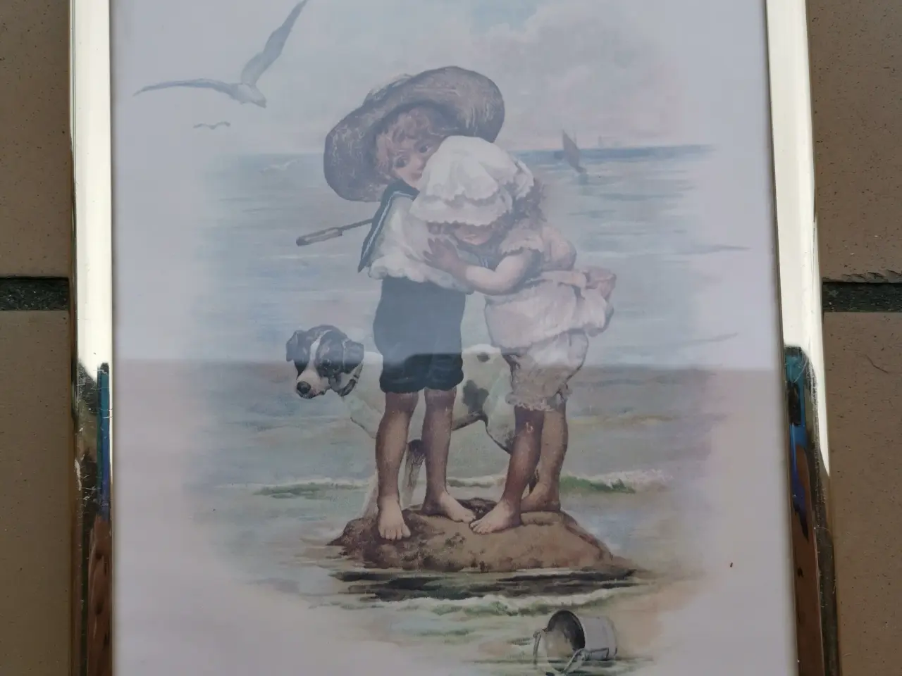 Billede 1 - Billede af børn og hund på stranden