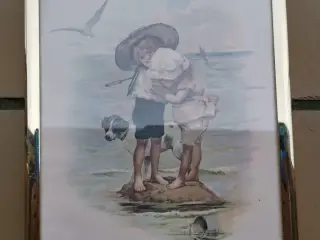 Billede af børn og hund på stranden