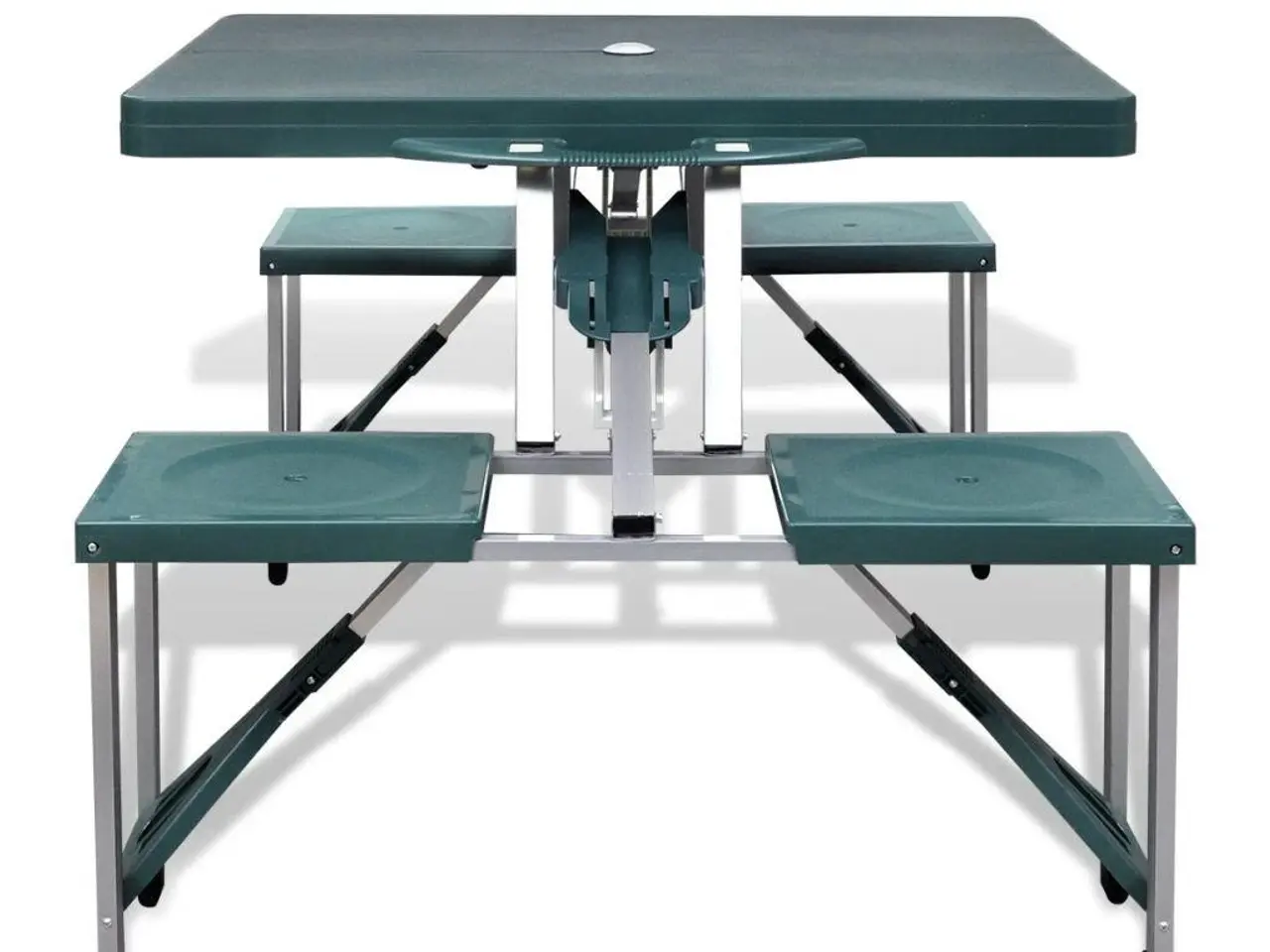 Billede 3 - Foldbart campingbordsæt med 4 taburetter - aluminium, ekstra let, grøn