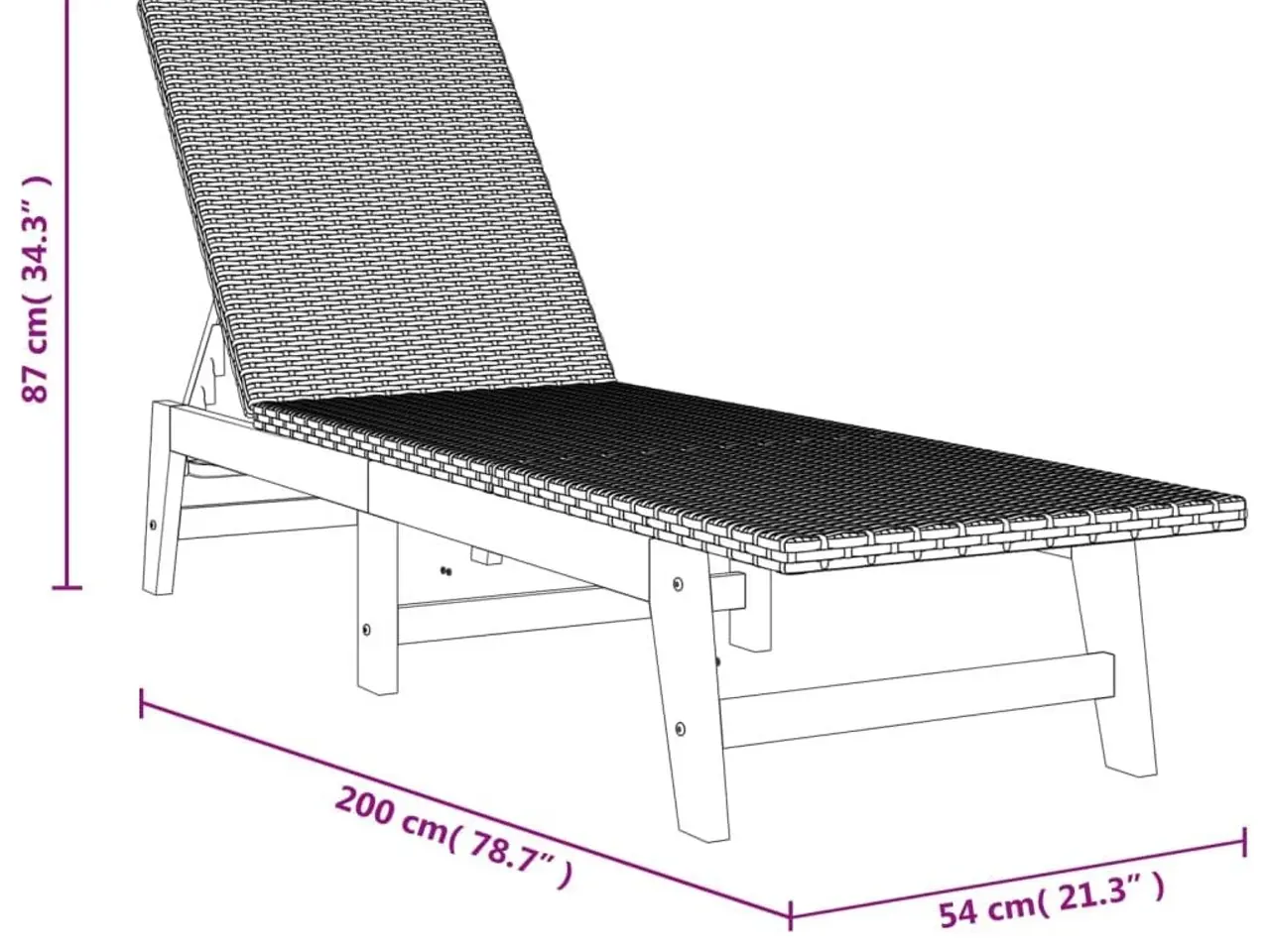 Billede 12 - Liggestole med hynder - 2 stk. i polyrattan og massivt akacietræ, sort/brun
