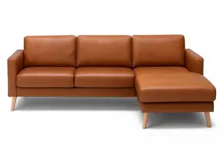 Hjort Knudsen Hvidovre chaiselong lædersofa Højrevendt