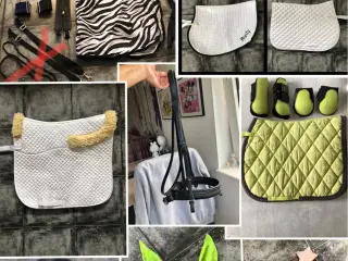Stor rideudstyrspakke med bla trense,7 underlag mm
