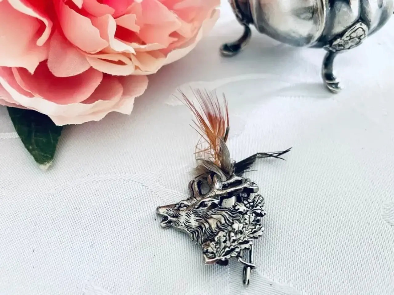 Billede 4 - Vintage broche af kronvildt