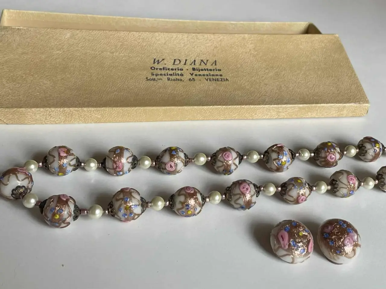 Billede 4 - Vintage halskæde og øreclips af Murano glasperler