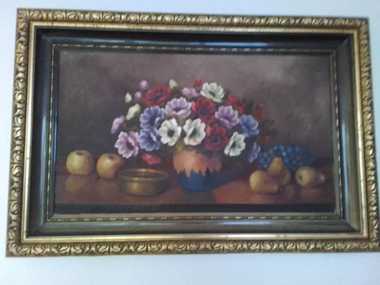 Billede 2 - Stilleben med franske anemoner og frugt