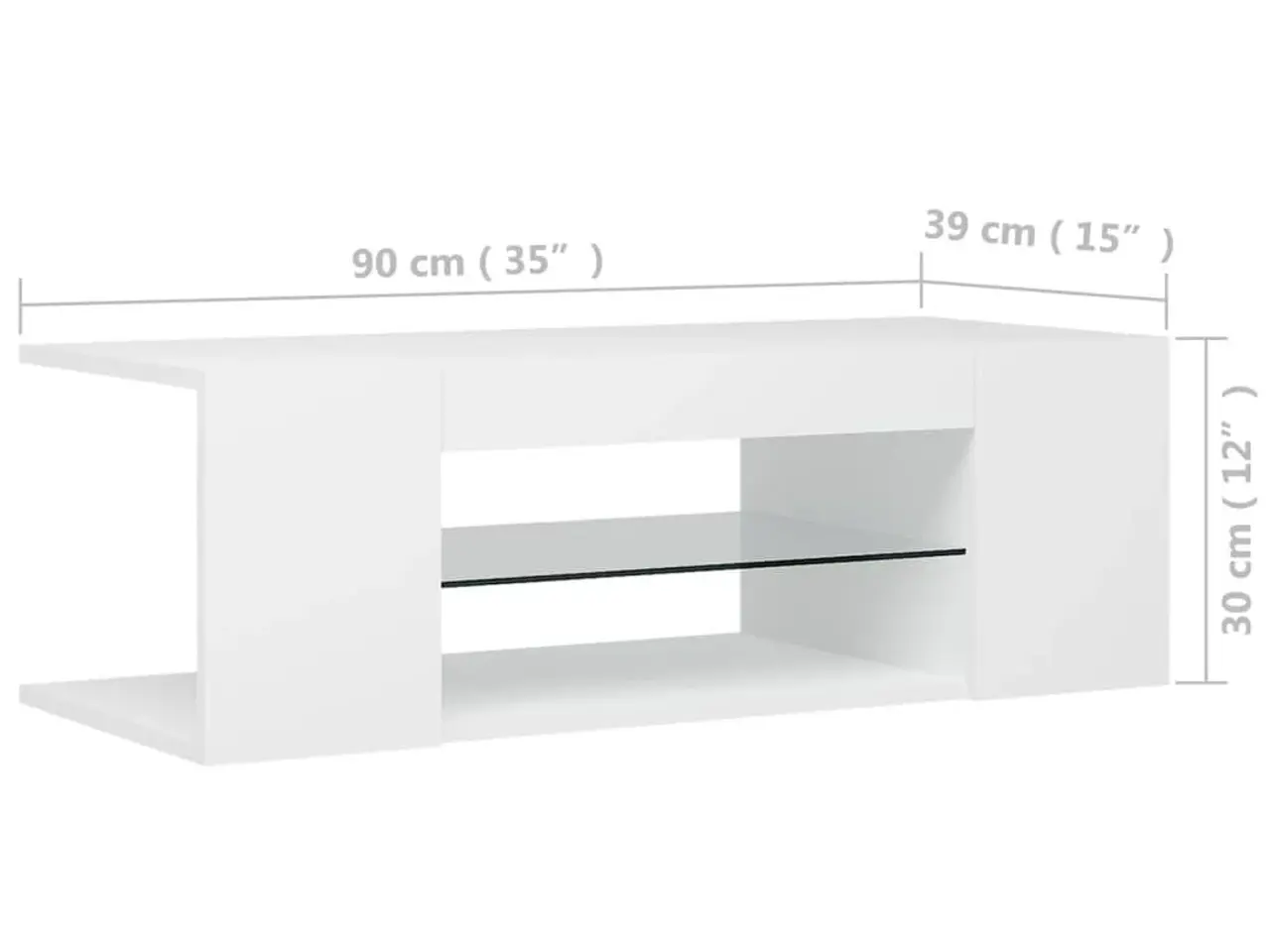 Billede 12 - Tv-skab med LED-lys 90x39x30 cm hvid