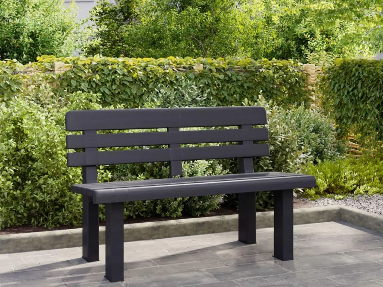 Billede 3 - Havebænk i polypropylen - 110 × 52 × 71 cm, antracitgrå