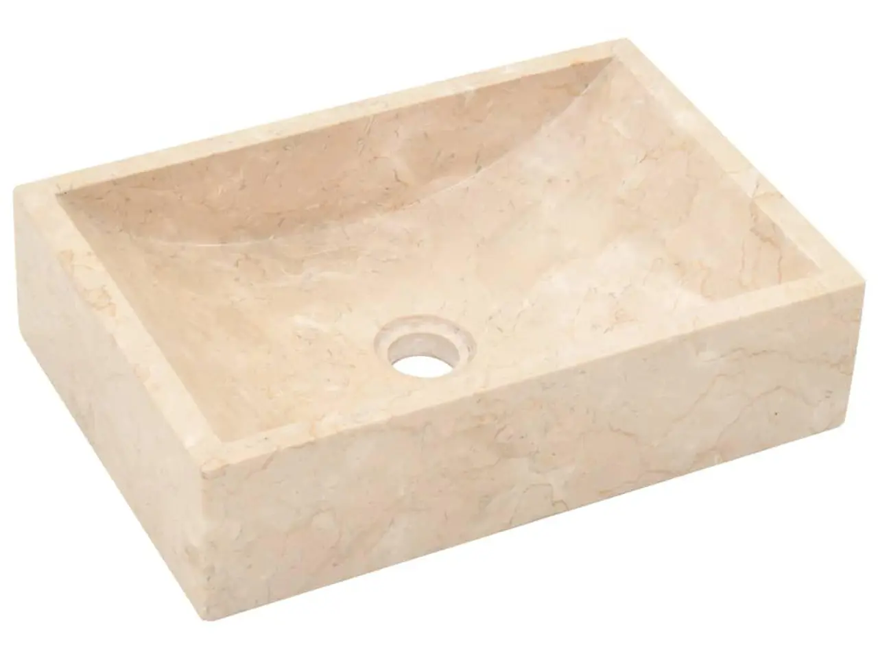 Billede 2 - Håndvask i marmor 45 x 30 x 12 cm - cremefarvet højglans