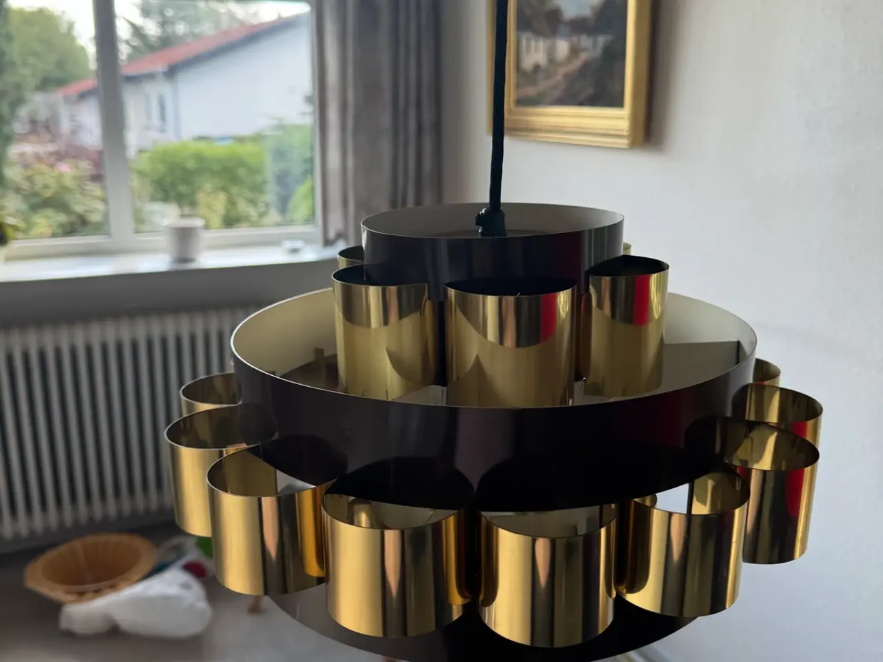 Billede 3 - Retro loftslampe i messing og brun