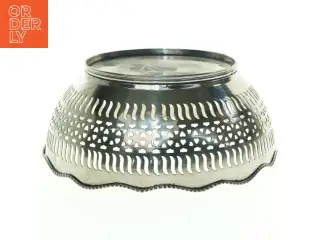 Sølvfarvet udskåret skål (str. 27 x 11 cm)