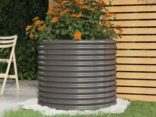 Rund plantekrukke i galvaniseret stål 80 × 68 cm - grå